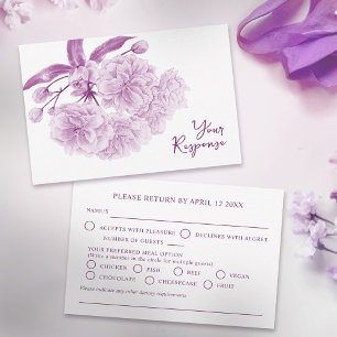 Cartons Réponse Mariage fleuri violet
