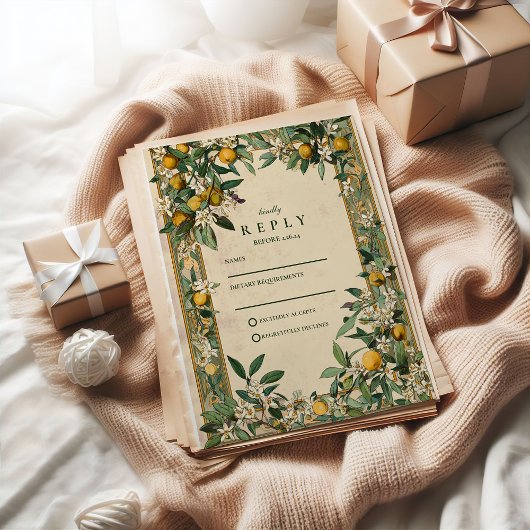 Cartons Réponse Mariage Fleurie de Citron