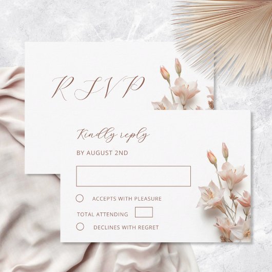 Cartons Réponse Mariage Fleurs Boho 3D Blush