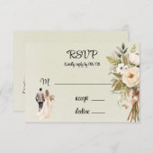 Cartons Réponse Mariage Fleurs de mariés et mariées vert clair (Devant / Derrière)
