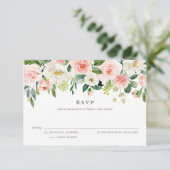 Cartons Réponse Mariage Fleurs de Printemps Aquarelle Romantique (Debout devant)