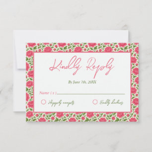 Cartons Réponse Mariage Fleurs roses en fleurs