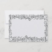 Cartons Réponse Mariage floral à main tiré bleu gris (Dos)