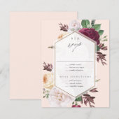Cartons Réponse Mariage Floral à Monogramme (Devant / Derrière)