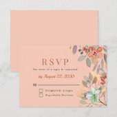 Cartons Réponse Mariage floral aquarelle cuivre chic (Devant / Derrière)