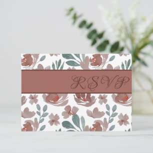 Cartons Réponse Mariage Floral Aquarelle Terracotta Rustique