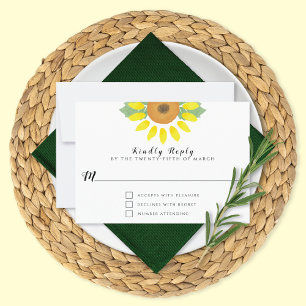 Cartons Réponse Mariage Floral Aquarelle Tournesol
