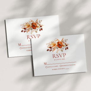 Cartons Réponse Mariage Floral Automnal Élégant Rustique