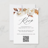 Cartons Réponse Mariage Floral Automnal Rustique Code QR (Devant)