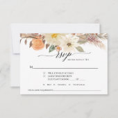 Cartons Réponse Mariage Floral Automnal Terrien Bohème avec Herbe  (Devant)