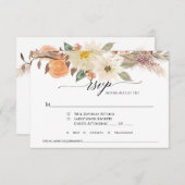 Cartons Réponse Mariage Floral Automnal Terrien Bohème avec Herbe  (Devant / Derrière)