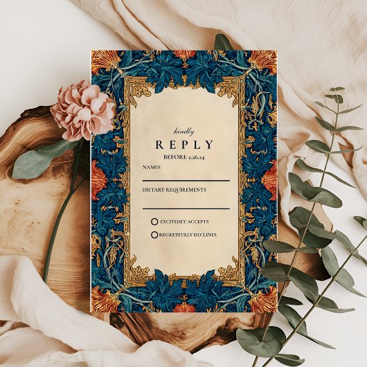 Cartons Réponse Mariage Floral Baroque Vintage