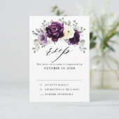 Cartons Réponse Mariage floral blanc blanc blanc blanc de prune d' (Debout devant)