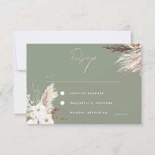 Cartons Réponse Mariage floral blanc blanc de sauge vert moderne