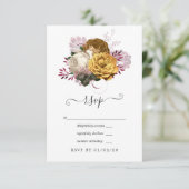 Cartons Réponse Mariage floral blanc, Bourgogne et or (Debout devant)