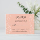 Cartons Réponse Mariage floral blanc de corail moderne (Debout devant)