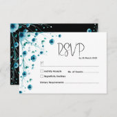 Cartons Réponse Mariage floral blanc et bleu moderne (Devant / Derrière)