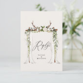 Cartons Réponse Mariage floral blanc rustique (Debout devant)