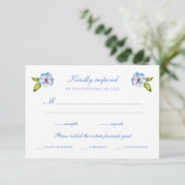Cartons Réponse Mariage floral bleu (Debout devant)
