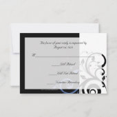 Cartons Réponse Mariage Floral Bleu Bleuet Perwinkle Noir (Dos)