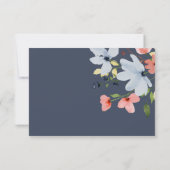 Cartons Réponse Mariage floral bleu et rose simple Boho (Dos)