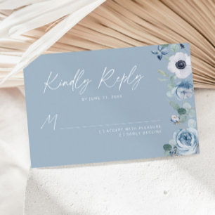 Cartons Réponse Mariage floral bleu foncé