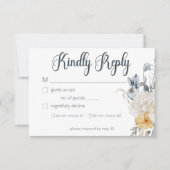 Cartons Réponse Mariage floral bleu jaune et blanc (Devant)