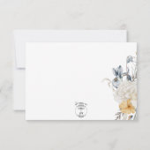 Cartons Réponse Mariage floral bleu jaune et blanc (Dos)