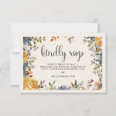 Cartons Réponse Mariage Floral Bleu Jaune Répondre (Devant)