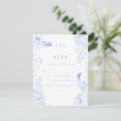 Cartons Réponse Mariage Floral Bleu Rustique (Debout devant)