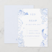 Cartons Réponse Mariage Floral Bleu Rustique (Devant / Derrière)