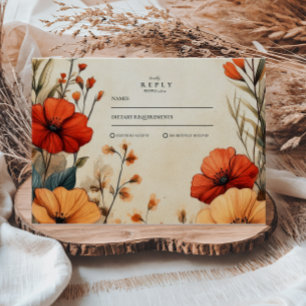 Cartons Réponse Mariage Floral Bohème Automnal