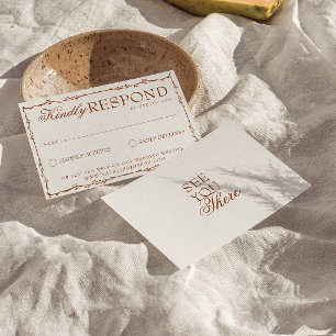 Cartons Réponse Mariage Floral Bohème Élégant Beige Terracotta Ter