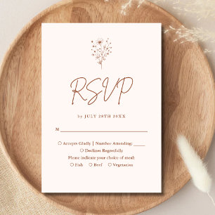 Cartons Réponse Mariage Floral Bohème Élégant Orange Brûlé Rustiqu