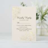 Cartons Réponse Mariage floral Boho or  (Debout devant)