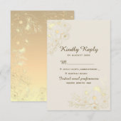 Cartons Réponse Mariage floral Boho or  (Devant / Derrière)