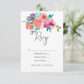 Cartons Réponse Mariage floral corail et fandango (Debout devant)