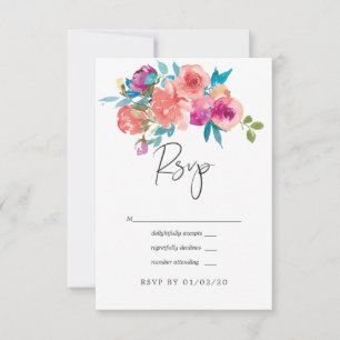 Cartons Réponse Mariage floral corail et fandango