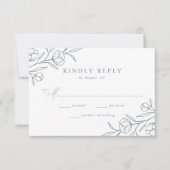 Cartons Réponse Mariage floral croisé Dusty Blue (Devant)