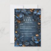 Cartons Réponse Mariage Floral Cuivré et Sombre (Devant)