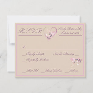 Cartons Réponse Mariage floral d'automne, rose et mauve