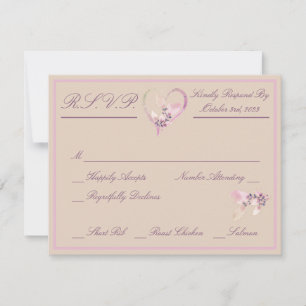 Cartons Réponse Mariage floral d'automne, rose pâle et mauve