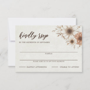 Cartons Réponse Mariage floral de Boho neutre