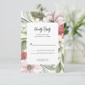 Cartons Réponse Mariage floral de chute rose et de neige (Debout devant)