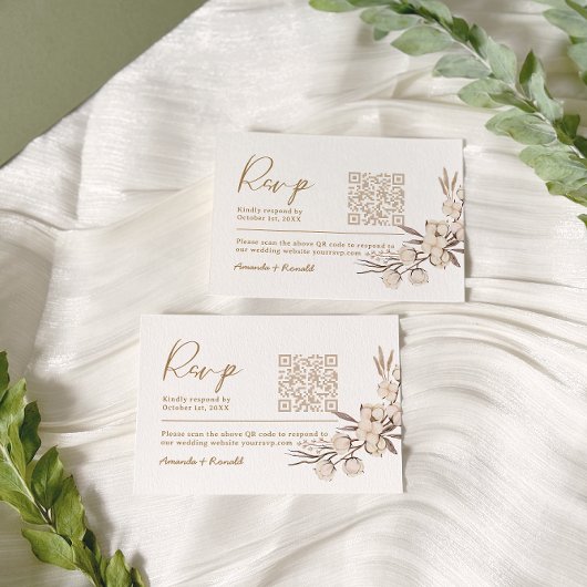Cartons Réponse Mariage floral de coton rustique