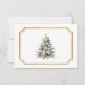 Cartons Réponse Mariage floral de Noël blanc d'or d'ivoire (Dos)