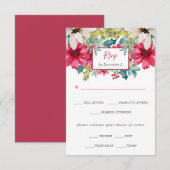 Cartons Réponse Mariage floral de Noël | Choix de repas (Devant / Derrière)