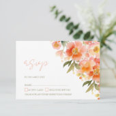 Cartons Réponse Mariage Floral de Pêche Orange Aquarelle moderne (Debout devant)
