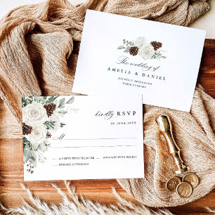 Cartons Réponse Mariage Floral de Pin de l'Hiver au Vert Sauge