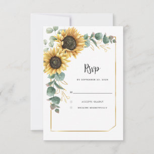 Cartons Réponse Mariage floral de tournesol d'aquarelle